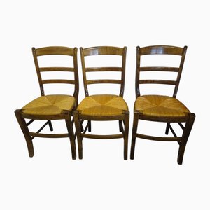 Varnished Wooden Chairs from Baumann, 1980s, Set of 3