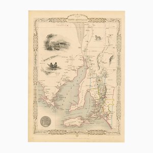 Karte von Südaustralien mit dekorativen Vignetten, 1800