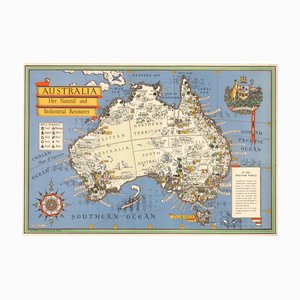 Karte von Australien am Ende des Zweiten Weltkriegs, 1940er