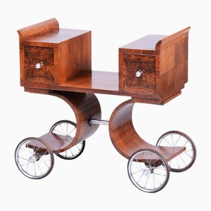 French Art Deco Serving Trolley in Walnut, 1920s