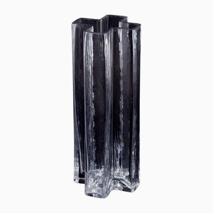 Vintage Cross Vase in Clear Molded Glass from Holmegaard