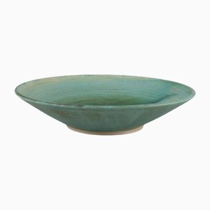 Large Stoneware Bowl with Eggshell Glaze in Green and Blue Tones from Trosa Kvarn