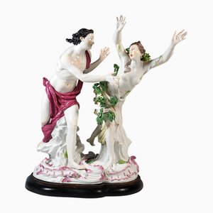 Statuetta mitologica grande Apollo e Dafne di JJ Kaendler per Meissen, 1860