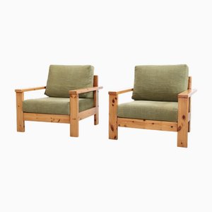 Italian Pine Armchairs, 1970s, Set of 2