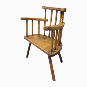 Fauteuil Rustique Antique avec Dossier Peigné, 1700s