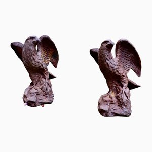 Vintage Adler Statuen aus verwittertem Gusseisen, 1930, 2er Set