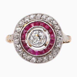 Circular Diamond and Ruby Ring