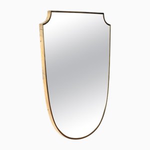 Großer italienischer Messing Spiegel in Schildform von Gio Ponti, 1950er