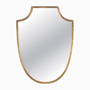 Italienischer Messing Spiegel in Schildform von Gio Ponti, 1950er