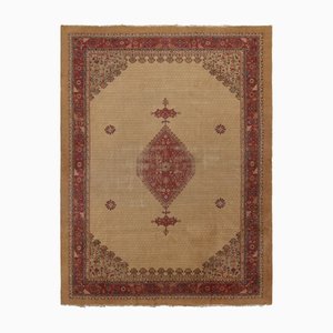 Tappeto Serapi antico marrone con medaglione geometrico rosso