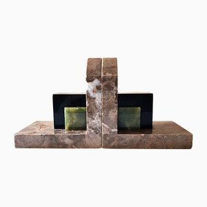 Art Deco Bookends in Marble, 1940s, Set of 2