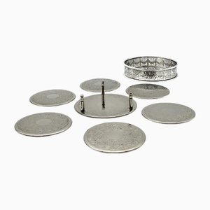Versilberte Alpha Plate Champagner Untersetzer von Viners of Sheffield, England, 1960er, 8 . Set
