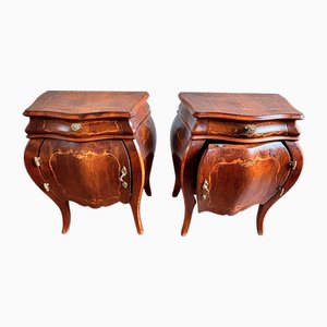 Vintage Nightstands in Burl Wood, 1940s, Set of 2