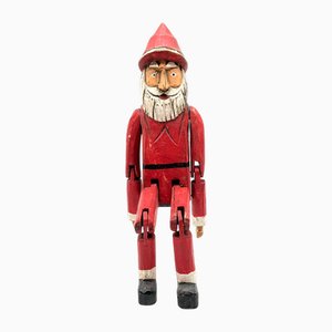 Sgabello antico di Babbo Natale intagliato a mano in legno e vernice, Germania, anni '20