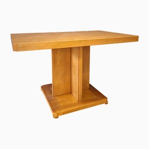 Ash Dining Table with Central Leg, Italy, 1950s