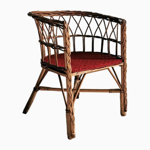 Sedia da bambino vintage in vimini, Germania, anni '60