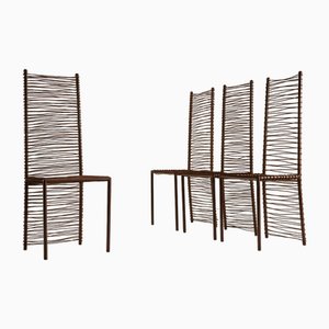 Vintage French Iron Highback Chairs, 1980s, Set of 4