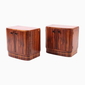 Vintage Art Deco Danish Nightstands in Walnut, 1950s, Set of 2