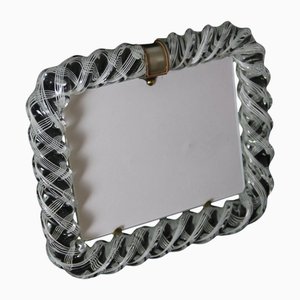 Large White Filigree Murano Glass Photo Frame by Venini, 1950s