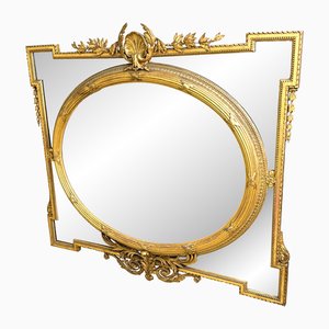 Large Antique French Giltwood Marginal Mirror, 1870