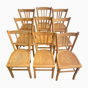 Vintage French Bistro Chairs, 1950s, Set of 9