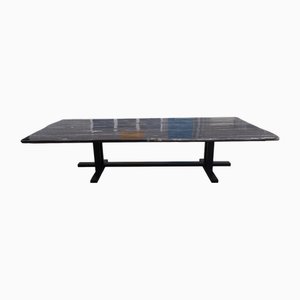 Black Petrified Wood Table with Powder Coated Steel Frame by Xyleia Petrified Wood