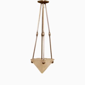Lampe à Suspension Art Déco par David Gueron pour Verrerie Dart Degué, France, 1920s