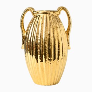 Gold Ceramic Vase from Maioliche Deruta, 1950s