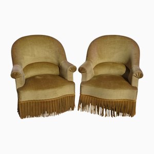 Hellbraune Toad Armlehnstühle aus Samt, 1950er, 2er Set