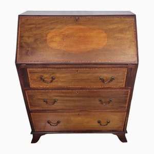 Edwardian Writing Desk with Leather Crossband, 1910s