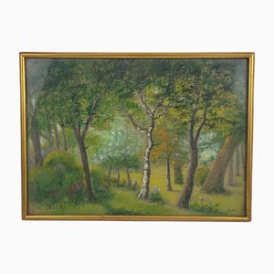 A., Valley, France, 1930, Wood & Cardboard, Framed