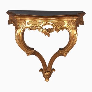 Baroque Console Shelf in Carved Gilded Wood, 1950s
