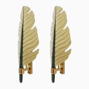 Murano Glass Leaf Wall Sconces, Italy, 2000, Set of 2