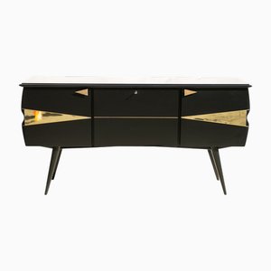 Italian Black and Brass Sideboard, 1960s