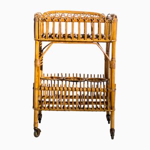 Carrello bar vintage in bambù marrone, anni '60