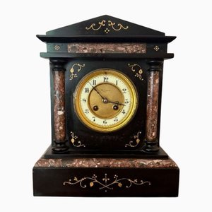 Victorian Marble Inlaid Mantle Clock from Baby and Jannings, 1880s