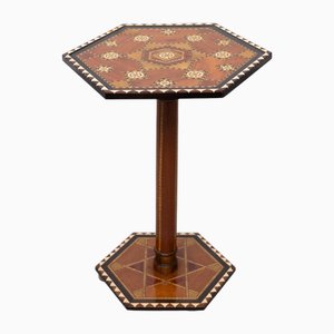Tavolino esagonale intarsiato, Marocco, anni '60