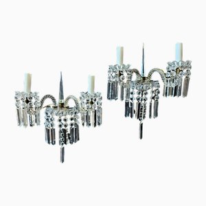Lampade da parete in cristallo di Baccarat, anni '40, set di 2
