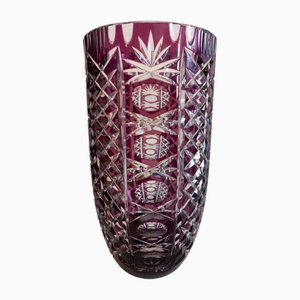 Ruby Red Cut Crystal Vase, 1960s