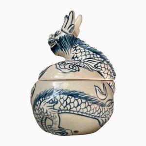 Dragon Jar in Hand-Painted Porcelain, 20th Century