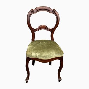 Antique Ballroom Ballonback Chair with Green Velvet Seat, 1920s