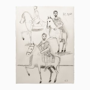 Rubins Johannes Spaans, Marcus Aurelius zu Pferd, 2025, Kohlezeichnung auf Baumwollpapier