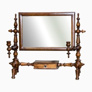 Tilting Free-Standing Dressing Table Mirror with Candleholder, 1800s