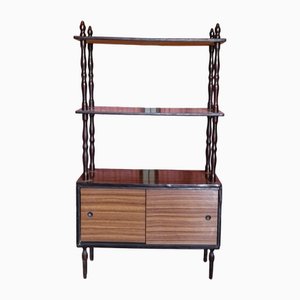 Mid-Century Modern Shelf Bookcase with Sliding Doors