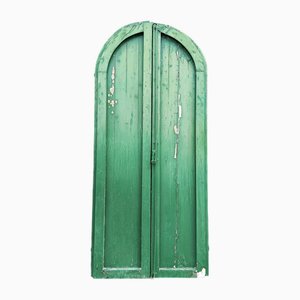 Rounded Double-Leaf Door in Green Painted Fir