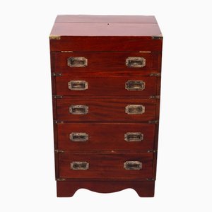 Military Campaign Style Mahogany Davenport Desk, England, 1960s