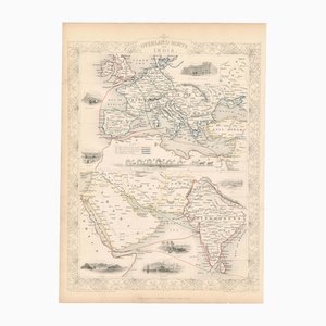 Karte der Postrouten nach Indien aus der Mitte des 19. Jahrhunderts