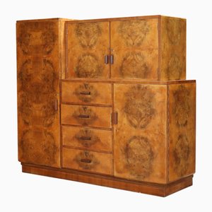 Meuble Vintage Style Art Déco en Placage de Loupe, Italie, 1940s