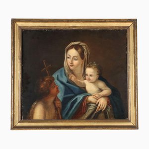 Virgin Mary with Jesus and St. John XVII Century, Canvas, Framed