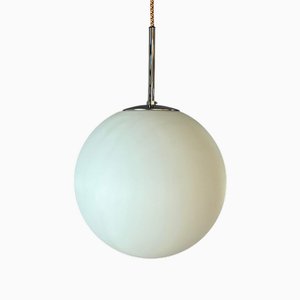 White Ball Lamp in Chrome from Glashütte Limburg